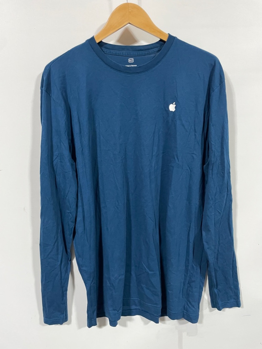 Apple Long Sleeve Tee in Deep Blue with White Logo